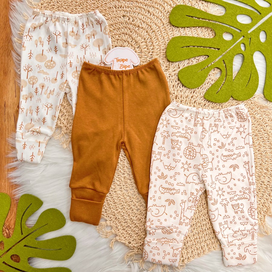 Kit 3 Calças - Floresta, Ferrugem e Safari - Off White e Ferrugem